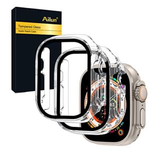 Ailun for Apple Watch Ultra Screen Protector [49mm],Hard PC Case[2 Pack][Clear]