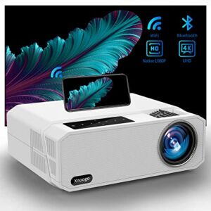 Outdoor Projector 4k with WiFi and Bluetooth,XNoogo 1000 ANSI 4k Movie Projector with 50% Digital Zoom & 450″ Display,HD 1080P Projectors Compatible w/Laptop/Phone/TV Stick/PC/PS4
