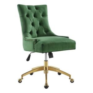 Modway Regent Tufted Performance Velvet Swivel Office Chair in Gold Emerald