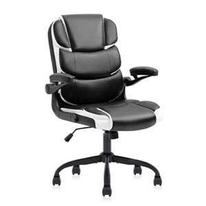 SEATZONE Office Chairs Swivel Executive Chair with Flip-up Arms Modern Computer Chair with Wheels Home Office Rolling Chair for Adults