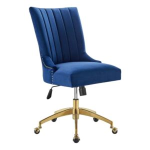 Modway Empower Channel Tufted Performance Velvet Office Chair in Gold Navy