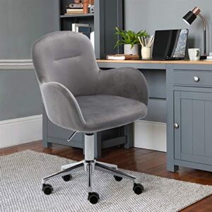 Olela Velvet Home Office Chair Computer Desk Chair,Swivel Adjustable Task Chair Executive Accent Chair with Metal Base for Girls Teens,Rolling Chair with Wheels (Grey)