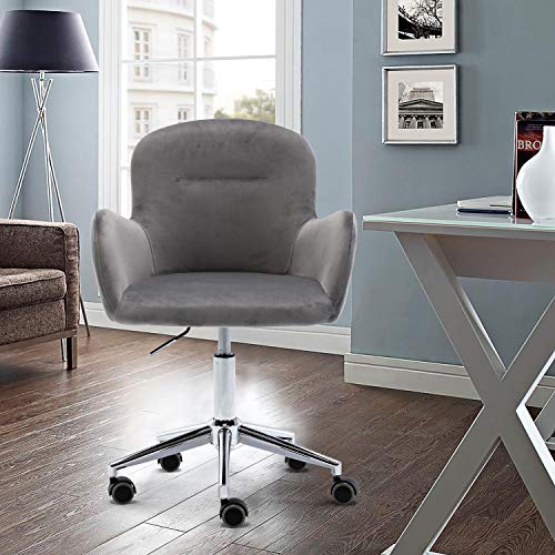 Olela Velvet Home Office Chair Computer Desk Chair,Swivel Adjustable Task Chair Executive Accent Chair with Metal Base for Girls Teens,Rolling Chair with Wheels (Grey) | The Storepaperoomates Retail Market - Fast Affordable Shopping