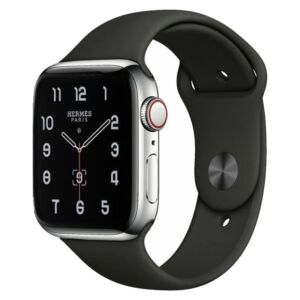 Apple Watch Series 5 Hermès Edition (GPS + Cellular, 44mm) – Silver Stainless Steel Case with Black Sport Band (Renewed)