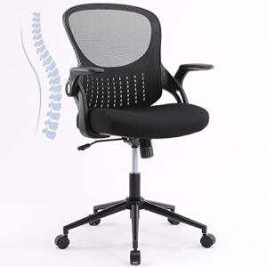 ZUNMOS Home Office Ergonomic Mesh Computer Desk High Back Swivel Task Executive Chair with Soft Armrests Padded Lumbar Support and Adjustable Rotatable Headrest, Black