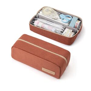 Joyask Tray Type Pencil Case Split Wide Opening Pen Pouch Foldable Pencil Bag Stationery Holder Organizer for School and Office (Camellia Red)