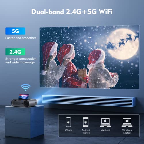 Native 1080P 5G WiFi Bluetooth Projector, Toperson 8500LM 300″ Big Screen Wireless Home Movie Theater Projector for Outdoor Night Camping, 4K Video Projector for iPhone Android Phone/TV Stick/HDMI/USB | The Storepaperoomates Retail Market - Fast Affordable Shopping