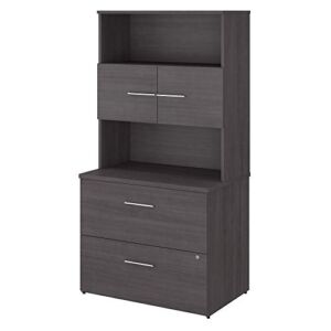 Bush Business Furniture Office 500 2 Drawer Lateral File Cabinet with Hutch, 36W, Storm Gray