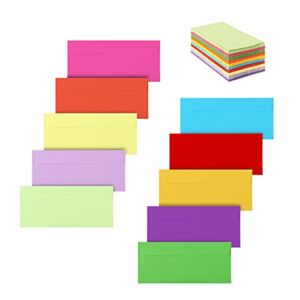 Granhoolm 100 Pack Colorful Envelopes #10,Envelopes Letter Size,#10 Business Envelopes,Envelopes Self Seal for Business,Office Checks,Letter,Mailing Invoices,Invitation(4.13 x 9.49 in)