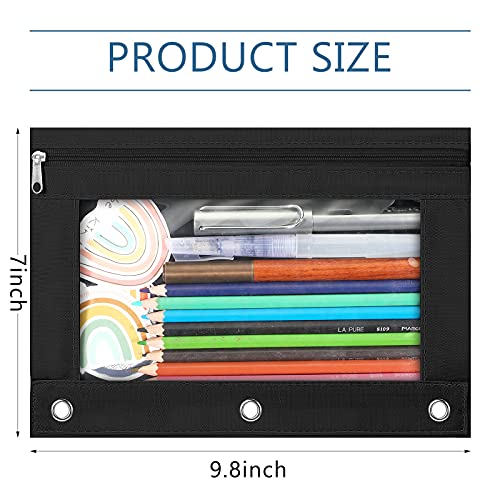 45 Pack Pencil Pouch 3 Ring Binder Pencil Pouch Cloth Pencil Pouches for 3 Ring Binder Zipper Pencil Case Bag with Clear Window for Storing School Writing Supplies | The Storepaperoomates Retail Market - Fast Affordable Shopping