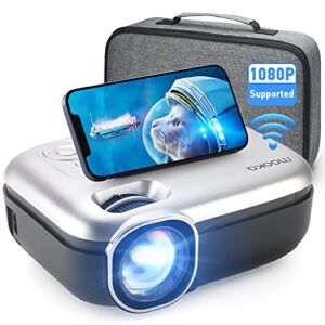 [Upgraded] Projector with WiFi, 8000L Mini Projector Portable Projector with Carrying Bag, Supports 1080P Full HD Projector with Phone/iPhone/Android/HDMI/USB/AV Port for Outdoor Movie