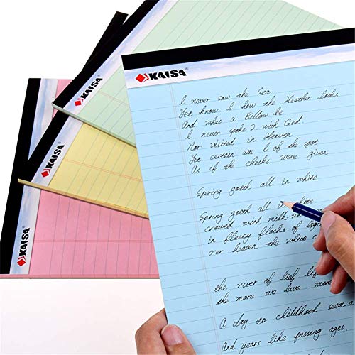 KAISA Colored Legal Pad Writing Pads , Wide Ruled 8.5″x11.75″ , Thick 20lb Colored Paper 40 sheets/pad 8-1/2″x 11-3/4″ Perforated Writed Pad, Sturdy Back, 4pads, KSU-5972 | The Storepaperoomates Retail Market - Fast Affordable Shopping