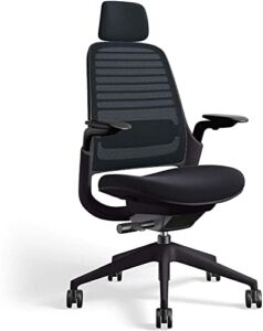 Steelcase Series 1 Office Chair with Headrest, Graphite Frame, Cogent Connect Licorice