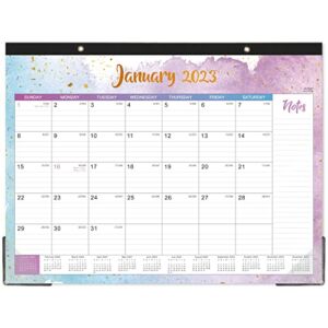 2023 Desk Calendar – Large Desk Calendar 2023, Jan. 2023 – Dec. 2023, 22″ x 17″, Thick Paper with Corner Protectors, Large Ruled Blocks & 2 Hanging Hooks – Multicolored Waterink