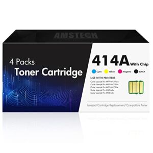 414A Toner Cartridges 4-Pack (with Chip) Compatible Replacement for HP 414A 414X 414 W2020A Work for HP Color Pro MFP M479fdw M479fdn M454dw M454dn Printer Ink (Black Cyan Magenta Yellow)