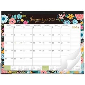 2023 Desk Calendar – Large Desk Calendar 2023, Jan. 2023 – Jun. 2024, 22″ x 17″, Thick Paper with 18 Months, Corner Protectors, Large Ruled Blocks & 2 Hanging Hooks – Black Floral