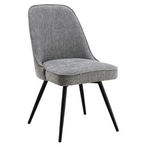 OSP Home Furnishings Martel Full Swivel Chair with Padded Seat and Black Legs, Charcoal Herringbone