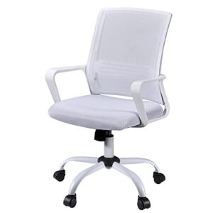 Ergonomic Home Office Desk Chairs, Mesh Chair with Lumbar Back Support Armrest, Height Adjustable Executive Rolling Swivel Computer Chair, Mid Back Task Chair for Home Office Work, White