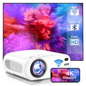 VIDOKA [Upgraded] Projector with WiFi and Bluetooth, 9500L Native 1080P Projector FHD Movie Outdoor Projector with Carry Bag, Home Video Projector for TV Stick/PS4/Android/iOS