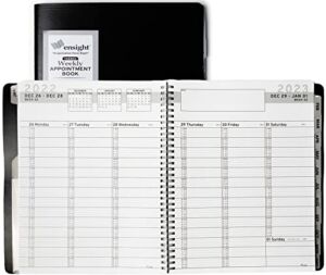 2023 Ensight Tabbed Appointment Book & Planner (8.5 x 11) inches, Daily Hourly Weekly Planner, Calendar and Schedule Book 15-Minute time Slots, Durable Twin-Wire Fastening, Business and Personal (2023 Black New Edition)