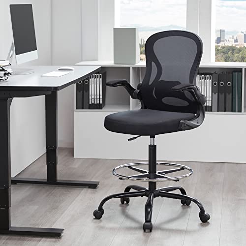 Fefances Drafting Chair Tall Office Chair for Standing Desk Chair Adjustable Height Stool Chair Black | The Storepaperoomates Retail Market - Fast Affordable Shopping