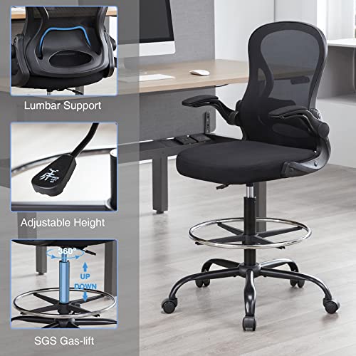 Fefances Drafting Chair Tall Office Chair for Standing Desk Chair Adjustable Height Stool Chair Black | The Storepaperoomates Retail Market - Fast Affordable Shopping