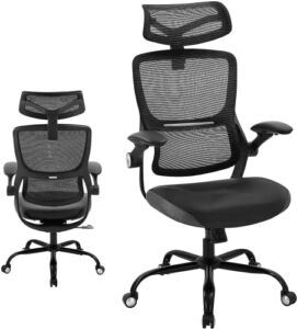 Ergonomic Office Chair, Desk Chair with Lumbar Support, Thick Cushion Breathable Mesh Computer Chair,High Back Desk Chair with 3D Armrests and Adjustable Headrest (Black)