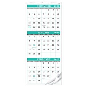 Calendar 2023 – 3-Month Display Wall Calendar (Folded in a Month), 11.3″ x 26″ (When Opened), Jan. 2023 – Dec. 2023, 3 Month Calendar, Wall Calendar 2023, 3 Month Vertical Calendar with Thick Paper