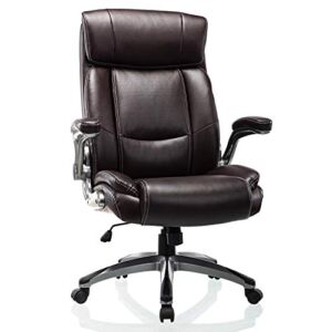 ICOMOCH High Back Office Chair with Flip-up Arms – Swivel Bonded Leather Executive Computer Desk Chair