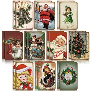 20 Pack Christmas Notebook Small Christmas Vintage Notepads Funny Holiday Notepads Christmas Retro Notebook Christmas Holiday Theme Notepads for Kids Students Classroom, 10 Styles, 5 x 3.2 Inches