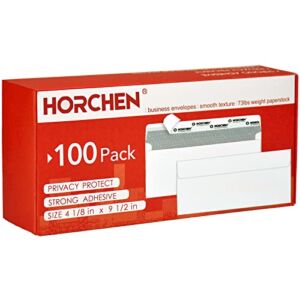 #10 Security Envelopes 100 Count Self Seal Envelopes White,No Window with Tint Pattern for Secure Mailing,110 GSM, 4-1/8″ X 9-1/2″ ,Horchen