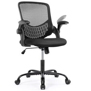 Home Office Desk Chair – Computer Chair with FILP Up Armrest, Adjustable Height Mesh Executive Task Rolling Chairs with Lumbar Support and Wheels for Adult