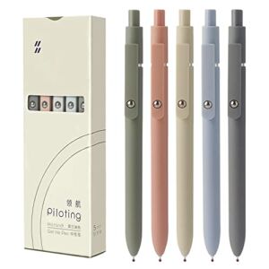 5pcs Gel Pens Quick Dry Ink Pens Fine Point Premium Retractable Rolling Ball Gel Pens Black Ink Smooth Writing for School Office Home