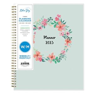 Blue Sky 2023 Weekly and Monthly Planner, January – December, 8.5″ x 11″, Frosted Cover, Wirebound, Laurel (142094)