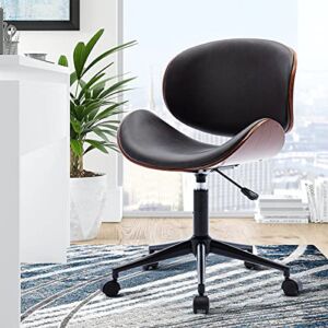 DKLGG Adjustable Mid-Century Modern Office Chair with Curved Seat/Back, Swivel Executive Chair, Rolling Computer Chair, Bent Wooden Accent Office Chair for Home Study Office Small Place