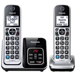 Panasonic Cordless Phone System, Bluetooth Pairing for Wireless Headphones and Smart Call Block and Bilingual Talking Caller ID, 2 Handsets Expandable up to 6 Cordless Handsets – KX-TGD892S (Silver)
