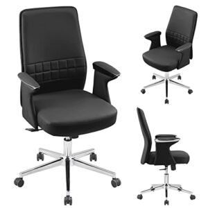 Ergonomic Home Office Chair,Modern Executive Chair and Computer Desk Chair, PU Leather Work Chairs(Black)