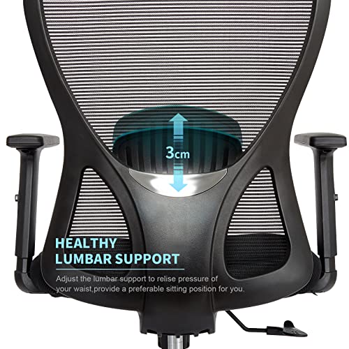 IWMH Ergonomic Office Chair, Big and Tall Office Chair, High Back Mesh Office Chair, Home Office Desk Chair, Computer Chair with Adjustable Lumbar Support, Armrests and Headrest, Black | The Storepaperoomates Retail Market - Fast Affordable Shopping