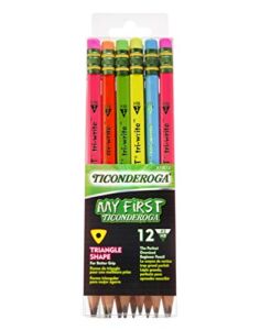 Ticonderoga My First Tri-Write Wood-Cased Pencils, Neon Colors, 12 Count (X13012)