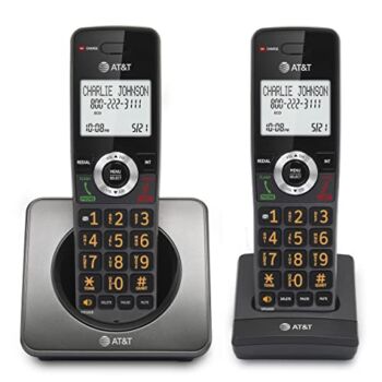 AT&T GL2101-2 DECT 6.0 2-Handset Cordless Home Phone with Call Block, Caller ID, Full-Duplex Handset Speakerphone, 2″ White Backlit Display, Lighted Keypad (Graphite & Black) | The Storepaperoomates Retail Market - Fast Affordable Shopping