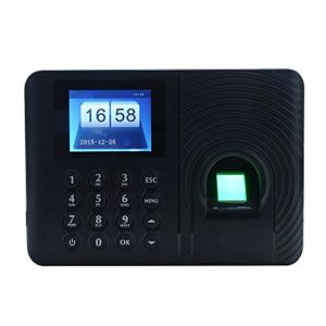 BISOFICE Intelligent Biometric Fingerprint Password Attendance Machine Employee Checking-in Recorder time Clock 2.4 inch TFT LCD Screen DC 5V Time Attendance Clock