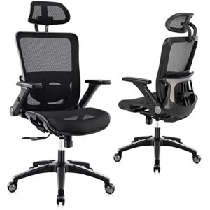 Office Chair Ergonomic Mesh Chair High Back Computer Desk Chair with 3D Armrest Adjustable Lumbar Support and Headrest Receling Chair, Black