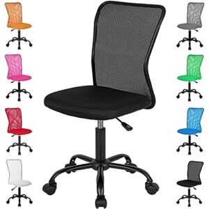Hkeli Office Chair Computer Desk Chair Rolling Chair no Arms with Lumbar Support Modern Mesh Mid Back Small Chair Adjustable Height Task Chair Black