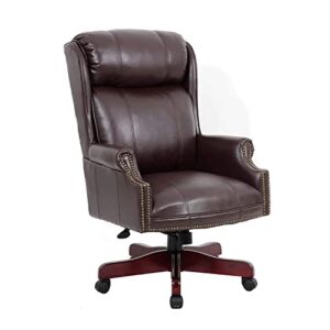 Heimden Executive Office Chair, Heavy Duty Design, Ergonomic High Back Lumbar Support, Computer Desk Chair, Big and Tall Chair, Adjustable Modern Home Swivel Task PU Leather Chair (Brown)