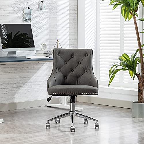 HomVent Home Office Desk Chair Velvet Office Chair with High Back Accent Chair with Wheels and Metal Base,Vanity Chair for Makeup Room Study Living Bedroom (Gray B) | The Storepaperoomates Retail Market - Fast Affordable Shopping