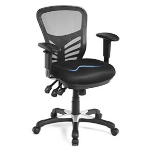 Giantex Ergonomic Mesh Office Chair, Mid-Back Managers Chair, Reclining Desk Chair w/Height Adjustable Backrest & Armrest, Seat Tilt Adjustment Office Chair for Working Studying Gaming (Black)