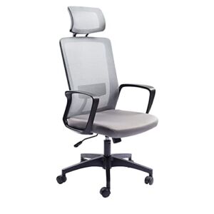 Porthos Home Noe Office Chair with Headrest, Tall Mesh Back, Lumbar Support, Height Adjustable Seat, Central Tilt Mechanism and Roller Wheels (Full Height Desk Chair for Home Office Or Otherwise)