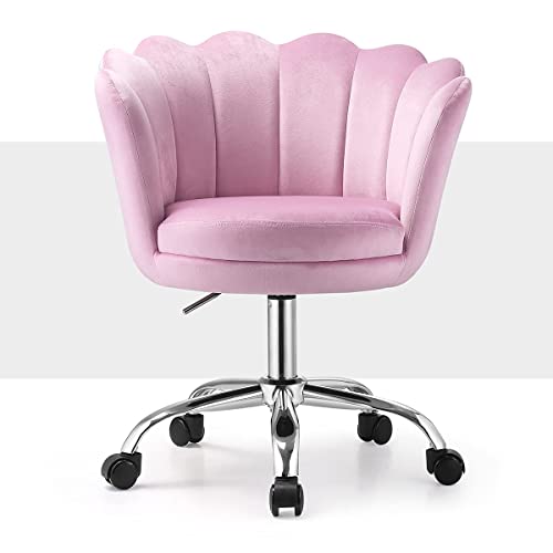 MorPromising Velvet Swivel Chair, Home Office Chair,Modern Desk Chair with Wheels, Petal Back Height Adjustable Makeup Chair for Home Office Study Living Room Vanity Bedroom, Pink | The Storepaperoomates Retail Market - Fast Affordable Shopping