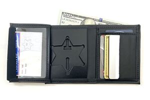 Perfect Fit Shield Wallet County of Los Angeles Sheriff 6 Point Star Hidden Badge Wallet Leather Black (Cutout PF622)