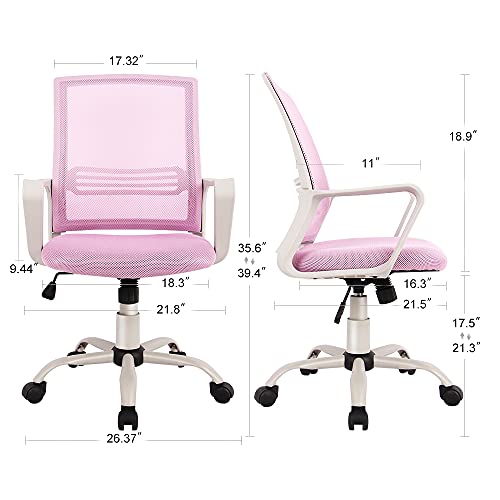Office Chair, Ergonomic Office Chair Lumbar Support Home Office Desk Chair Computer Chair Mesh Swivel Chair Task Chair Study Chair Mid Back Office Chair with Wheels and arms, Deep Pink | The Storepaperoomates Retail Market - Fast Affordable Shopping